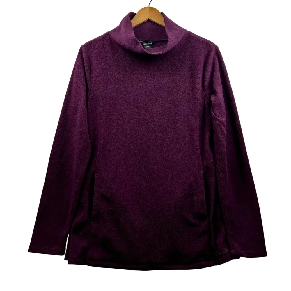 Eddie Bauer Sweater Womens Med‎ Pullover Plum Eco Friendly Cozy Recycled Fleece